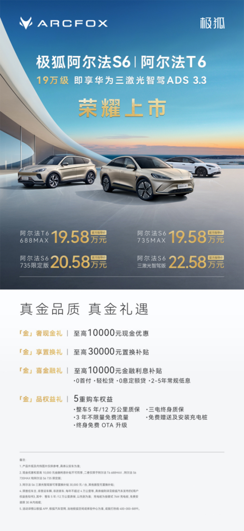 极狐阿尔法S6与T6上市，19.58万起‌